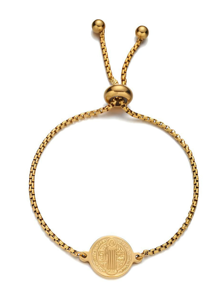 Pulsera Ajustable de San Benito Plateada - Image 1