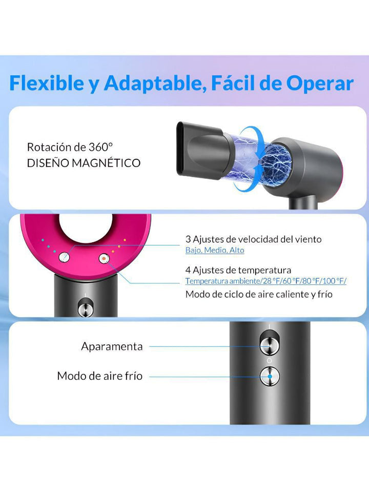 Secadora de Cabello Rosa Ligera Plástico - Image 3
