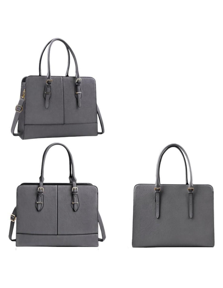 Bolsa Tote Gris Mujer Cuero Sintético - Image 2