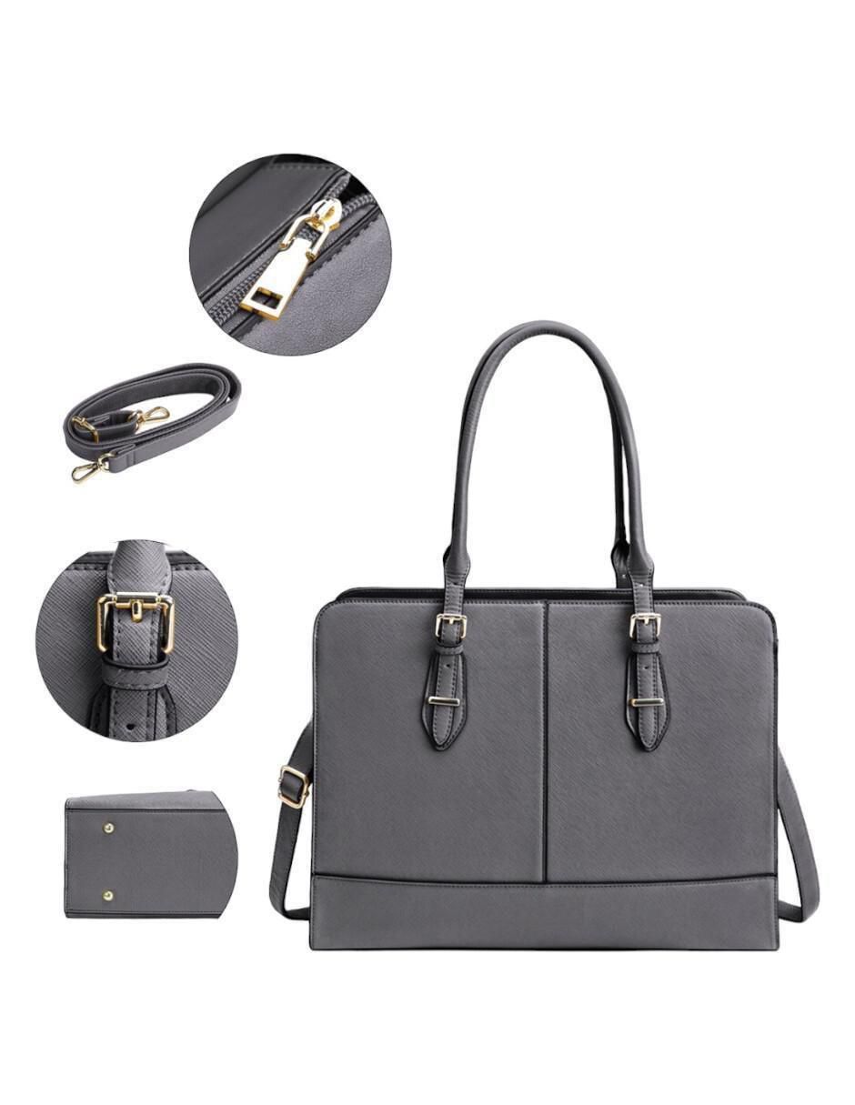 Bolsa Tote Gris Mujer Cuero Sintético - Image 4