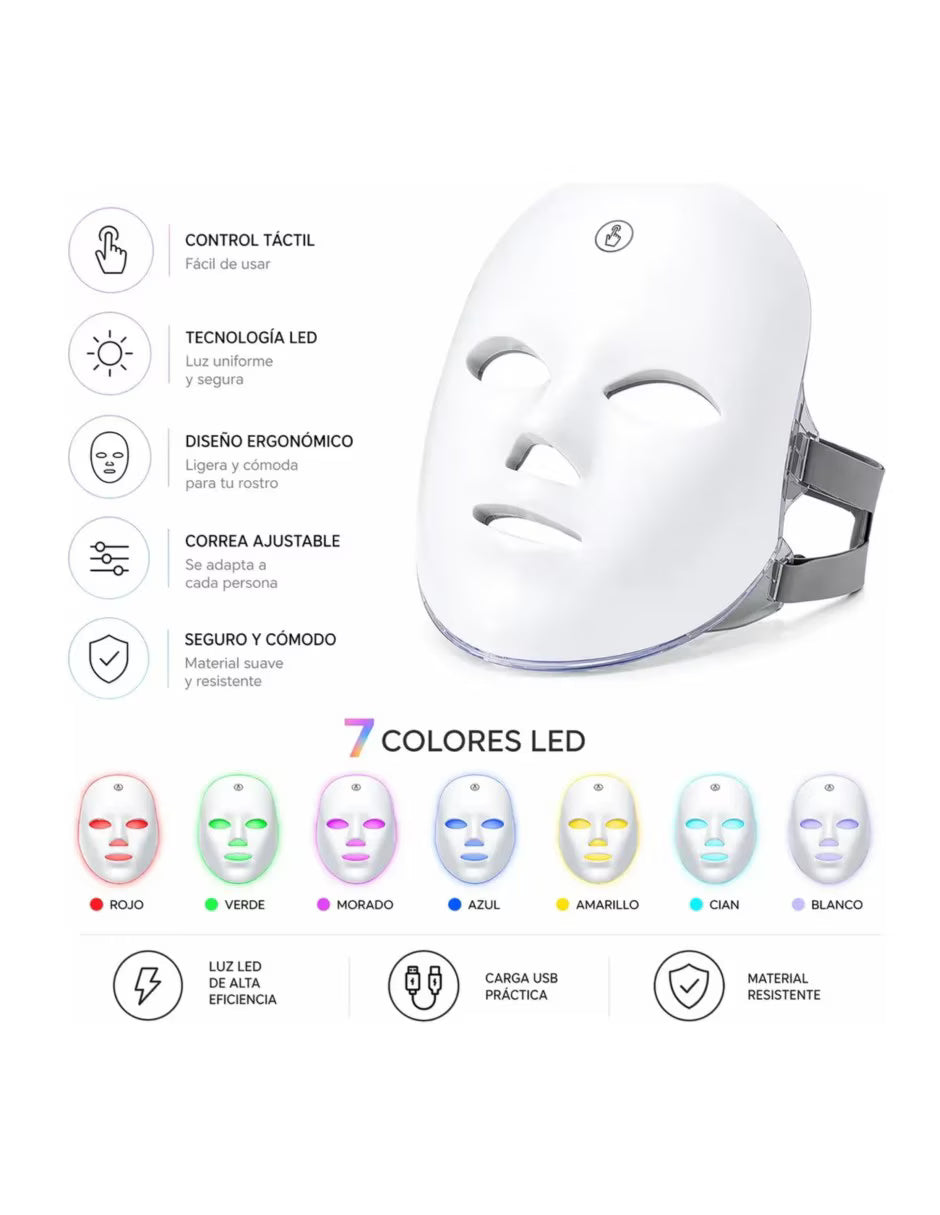 Máscara Facial Led Tecnología Antienvejecimiento