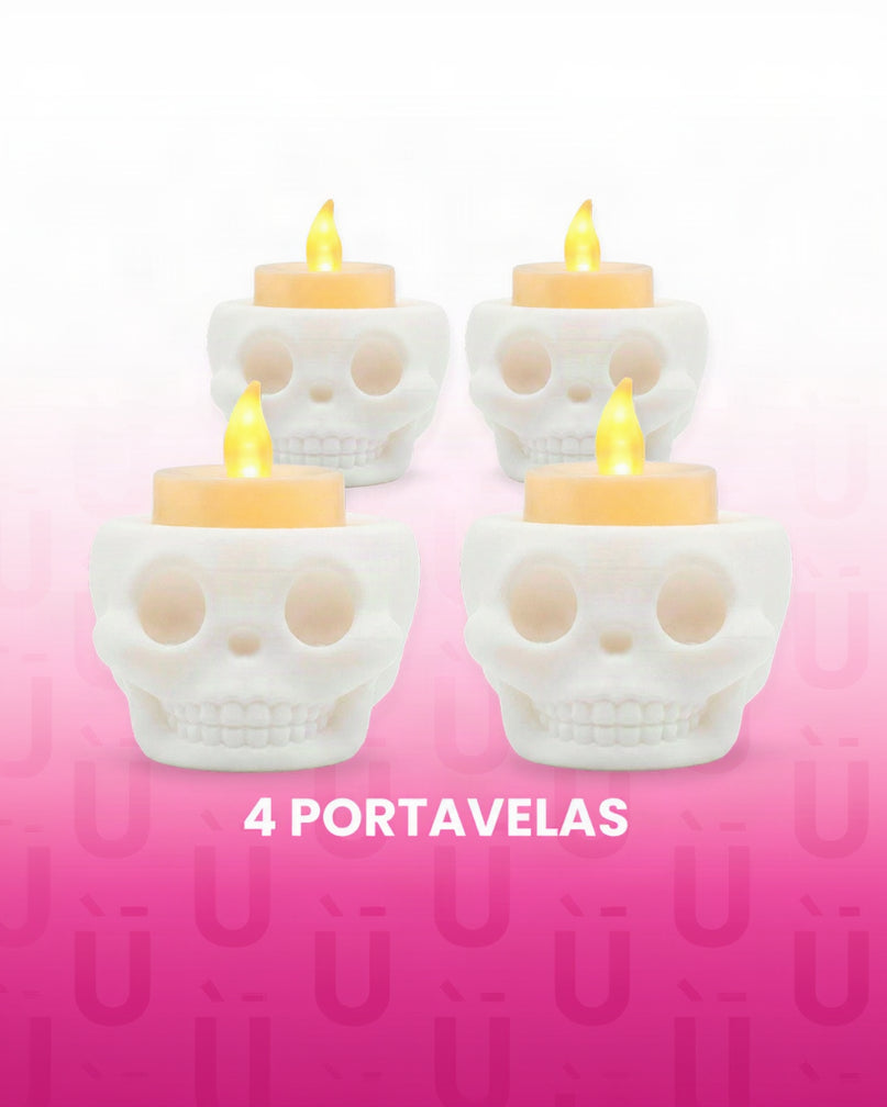 Kit De 4 Portavelas De Calaverita