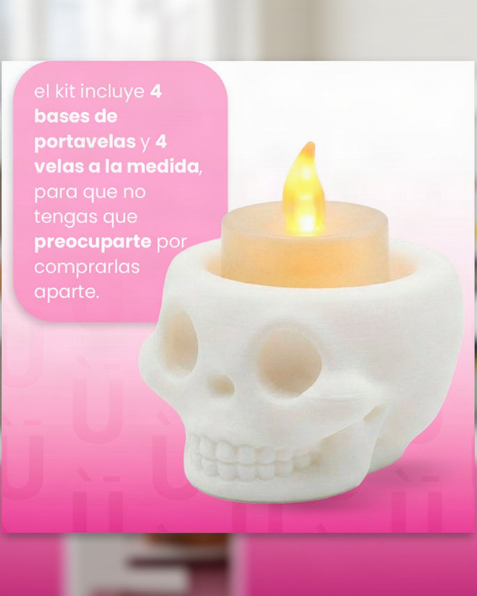 Kit De 4 Portavelas De Calaverita